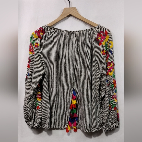 Anthropologie Floreat Embroidered Soleil Top Women's M Multicolor Artsy Boho 90s - Picture 8 of 12